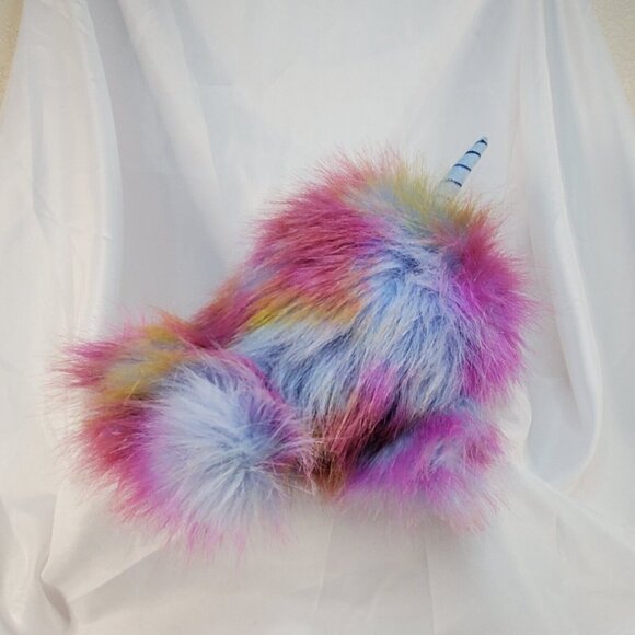 Aurora World 10" Neptune Narwhal Purple Blue Yellow Long Fur Plush 2018 - Picture 6 of 11